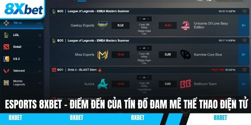 Esports 8XBET là hình thức giải trí mới nổi trong những năm gần đây